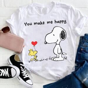 Snoopy You Make Happy Tshirt 90S Graphics Unisex Retro Shirt